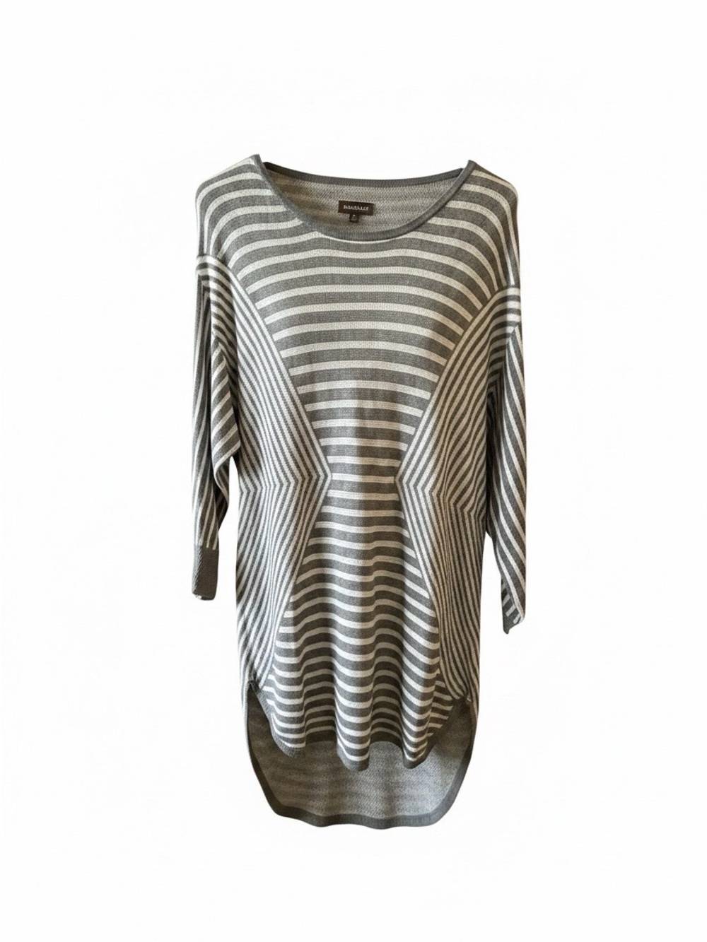 Multiples Striped Tunic Top in Gray and White